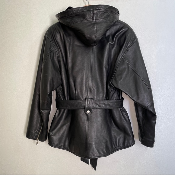 Wilsons Leather Hooded Belted Biker Jacket with Thinsulate Thermal Insulation - Picture 4 of 16